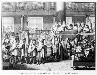 Processione delle Palme (Hoschana Rabah) durante la Festa delle Capanne tra gli ebrei portoghesi, 1725 da Bernard Picart